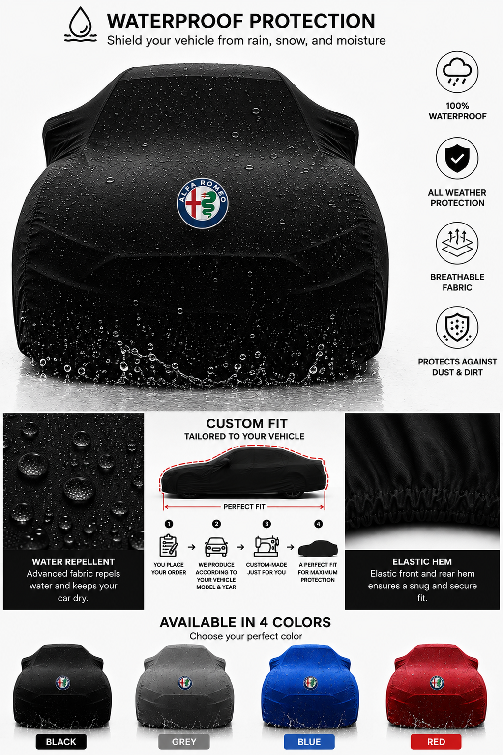 Alfa Romeo maßgefertigte Outdoor-Autoabdeckung