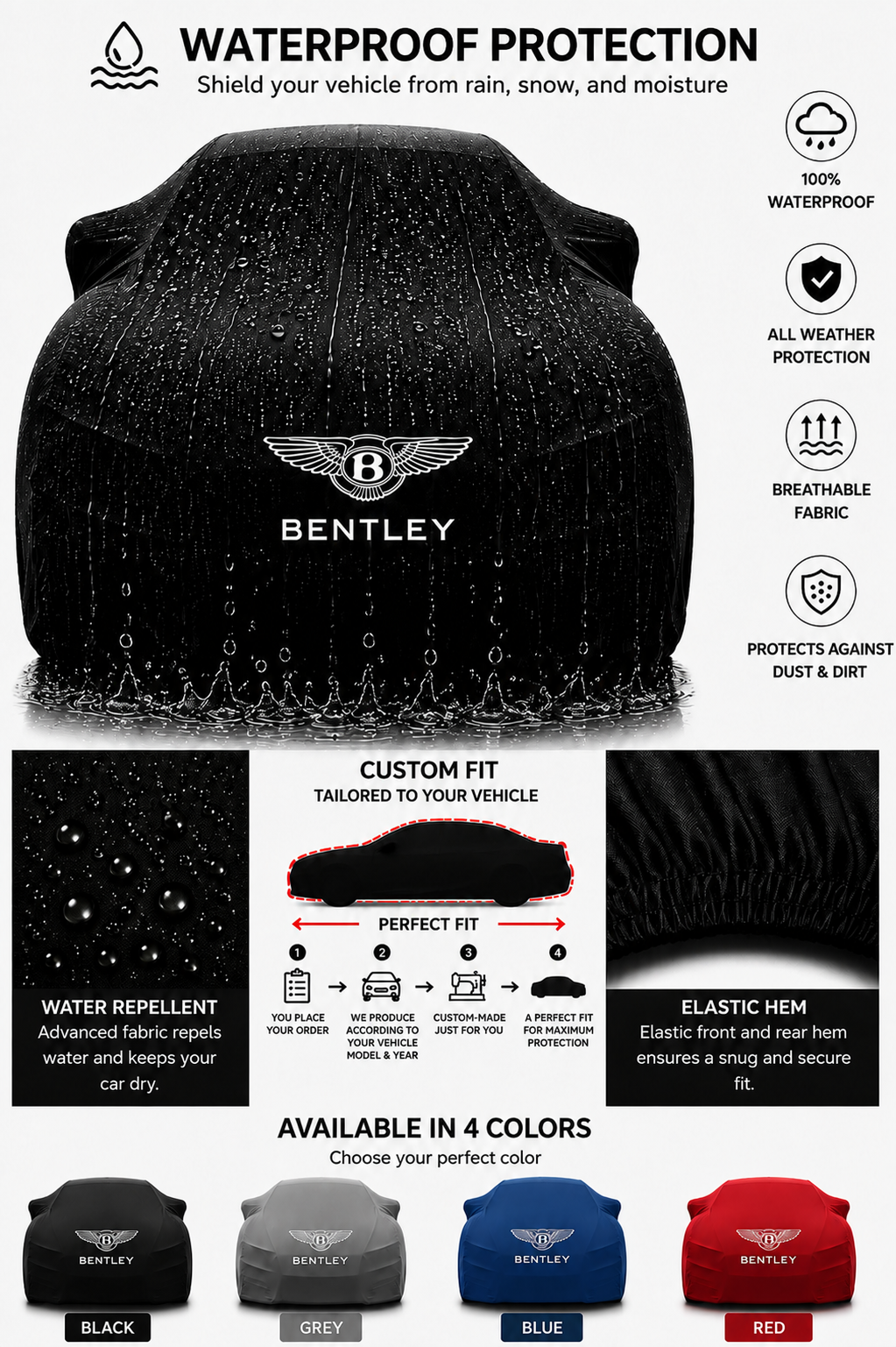 Bentley maßgefertigte Outdoor-Autoabdeckung