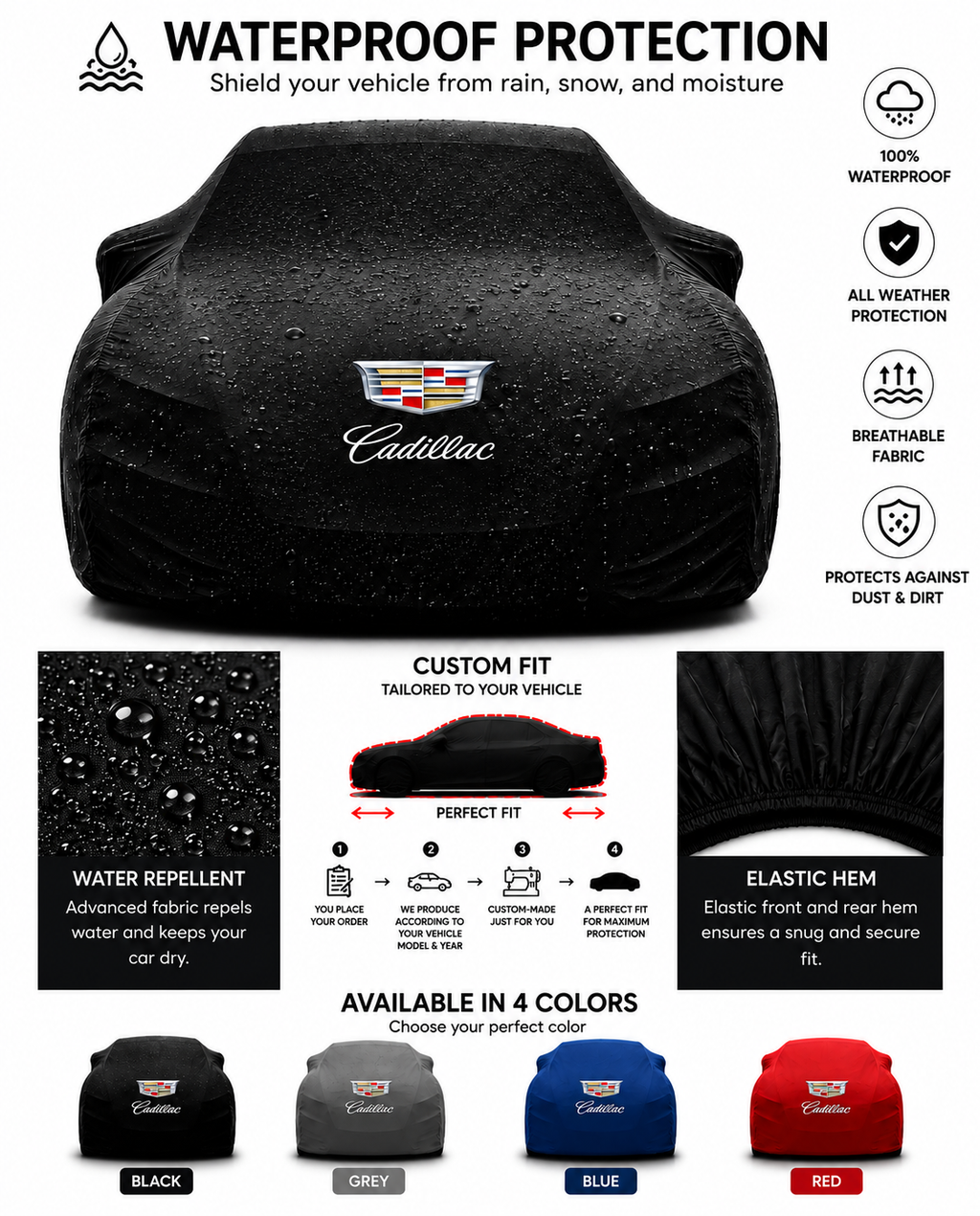 Cadillac maßgefertigte Outdoor-Autoabdeckung