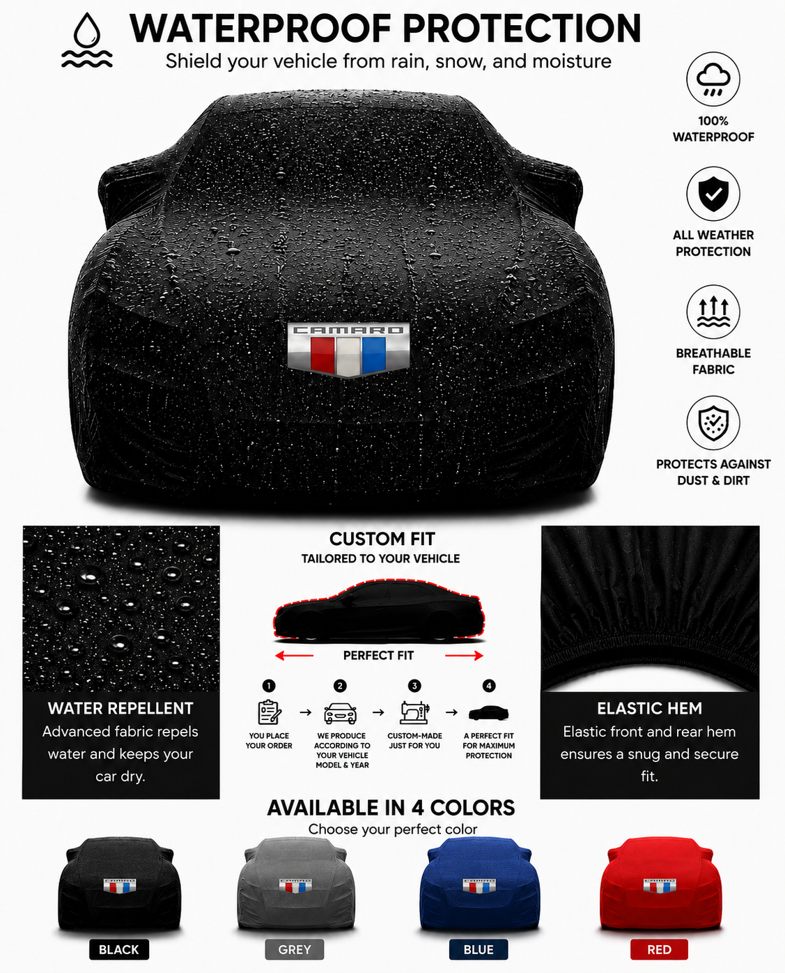 Cubierta exterior para coche a medida Camaro