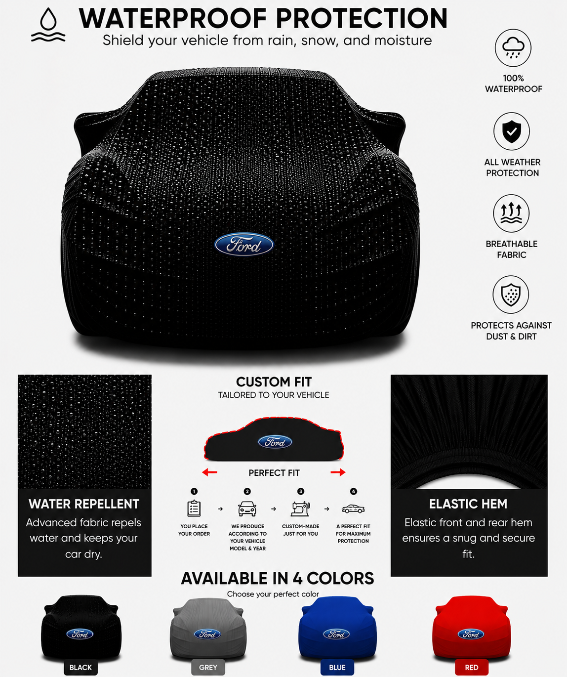 Funda para coche de exterior a medida de Ford