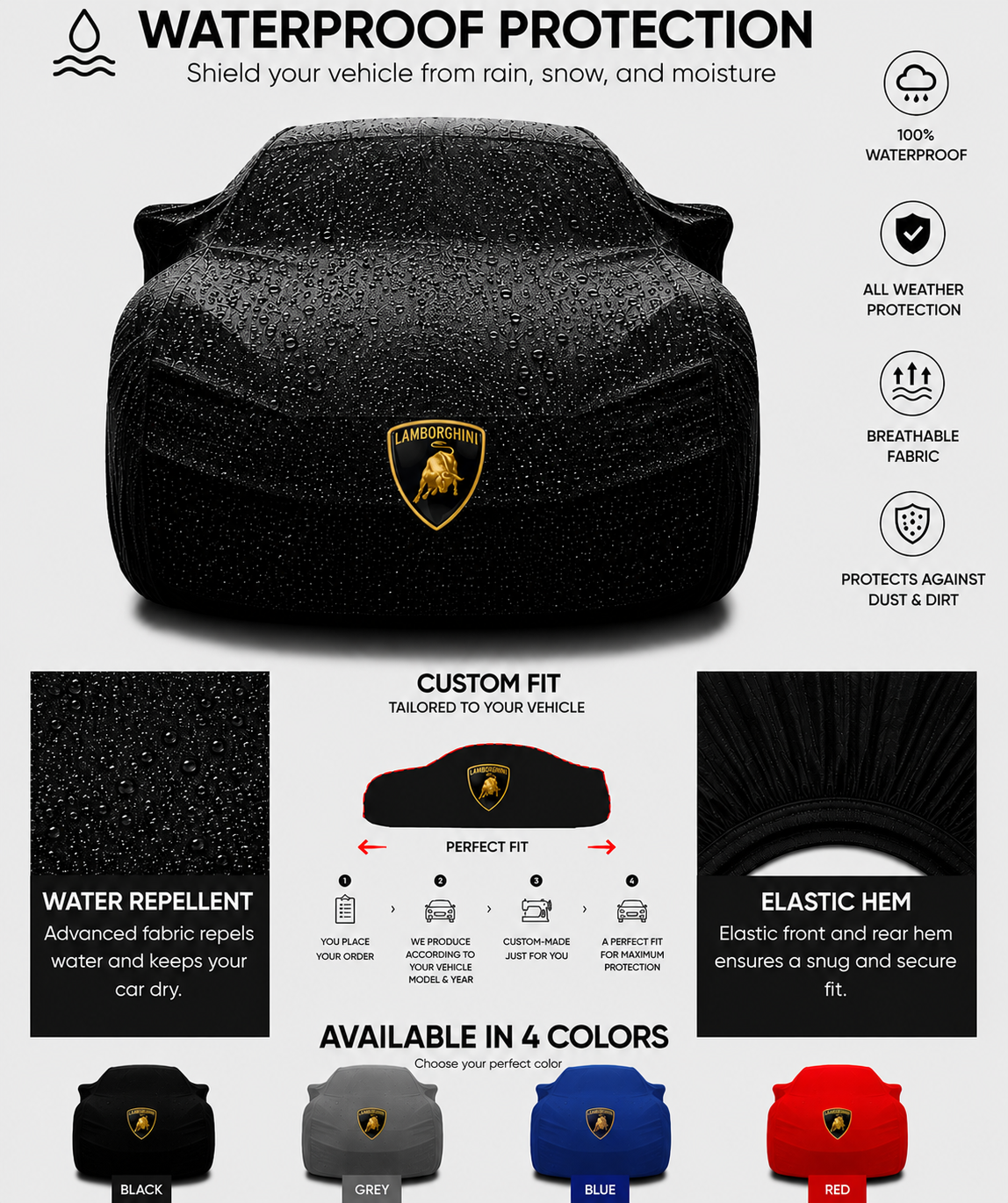 Funda para coche de exterior a medida de Lamborghini