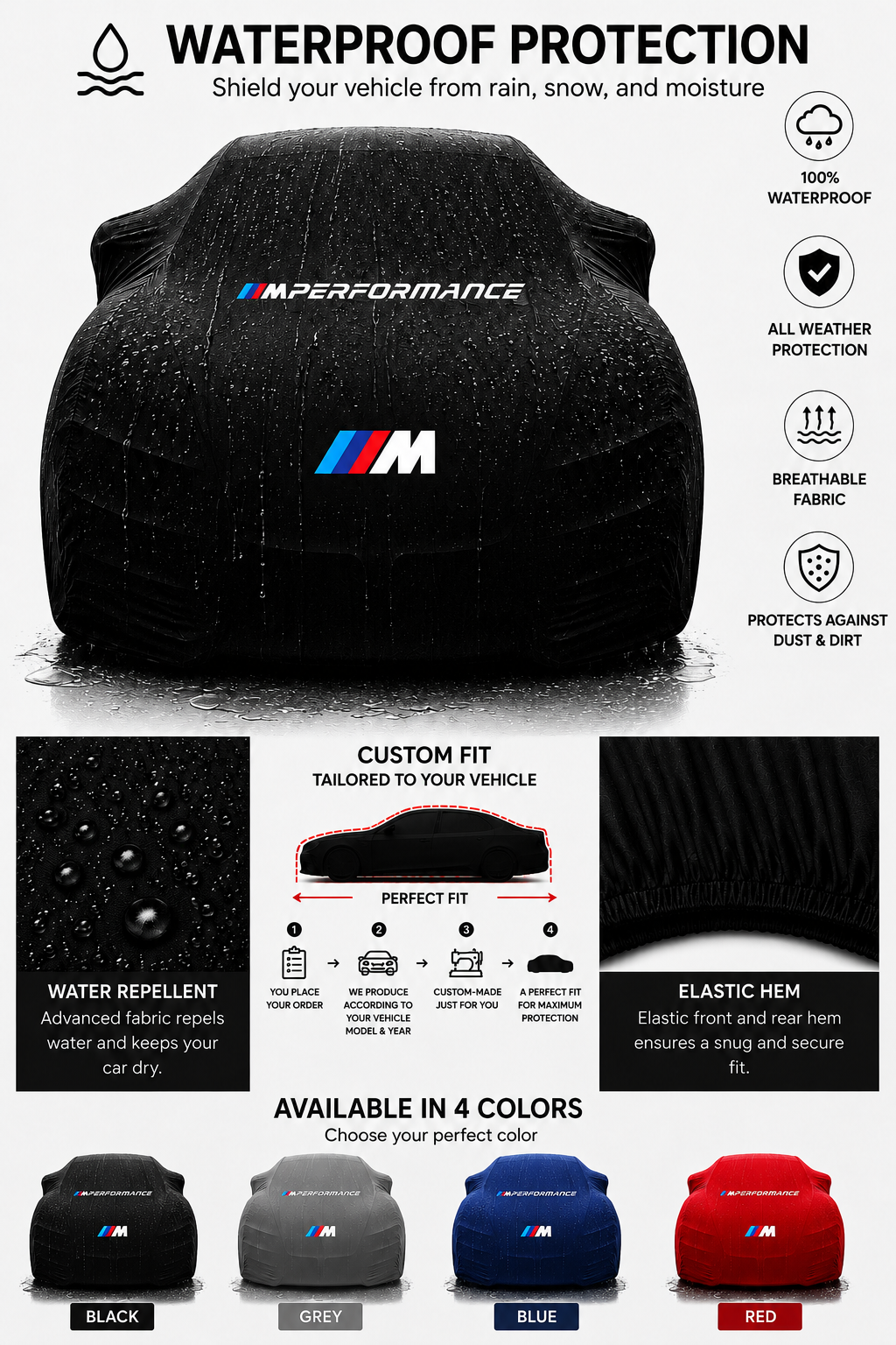 Funda para coche de exterior a medida para BMW M, M Performance