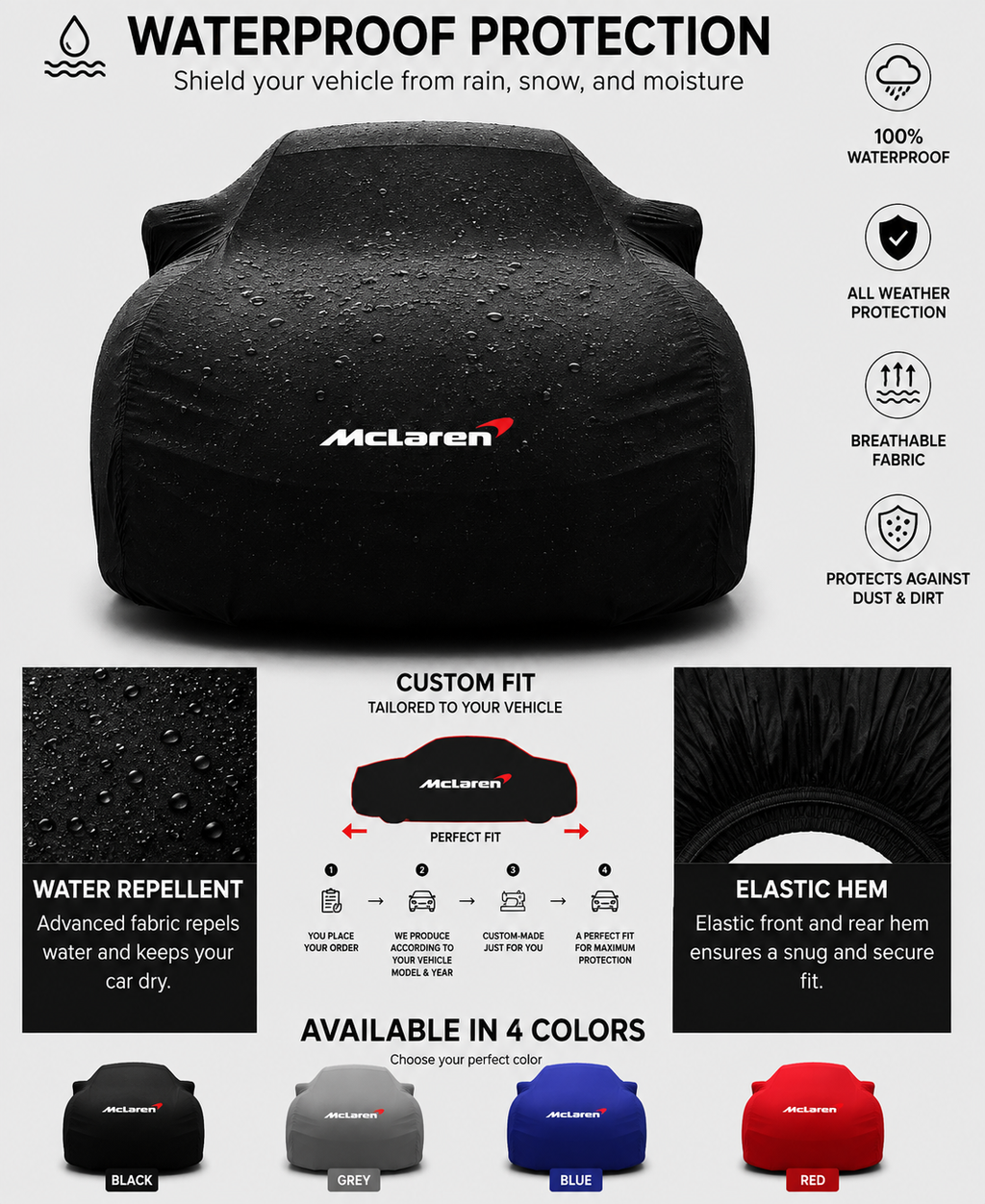 Mclaren maßgefertigte Outdoor-Autoabdeckung