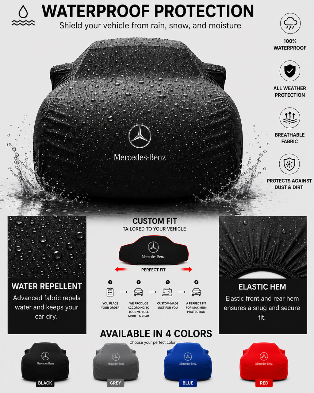 Mercedes Benz maßgefertigte Outdoor-Autoabdeckung