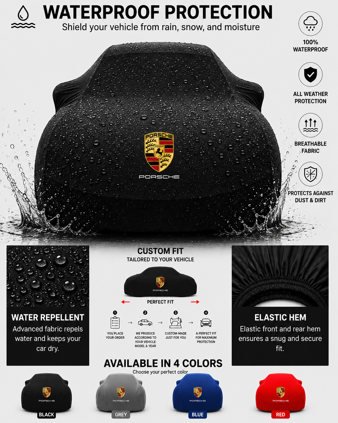 Porsche maßgefertigte Outdoor-Autoabdeckung