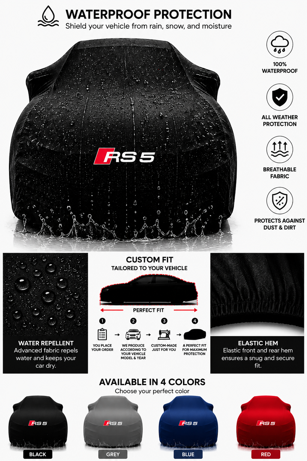 Audi RS5 Modelle maßgefertigte Outdoor-Autoabdeckung