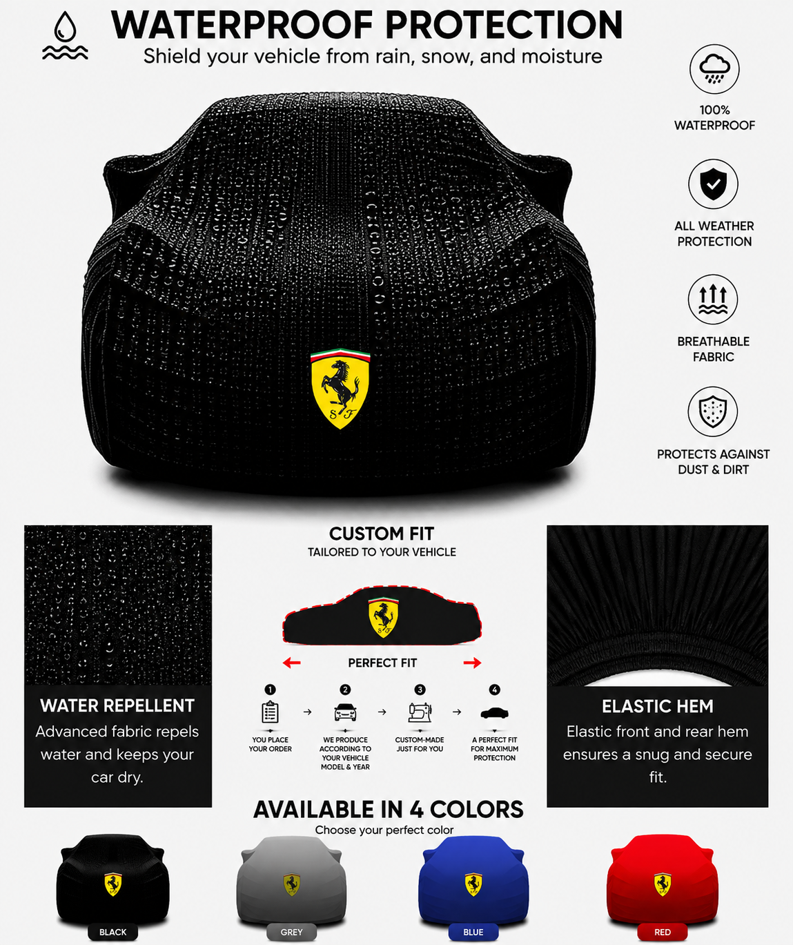 Ferrari maßgefertigte Outdoor-Autoabdeckung